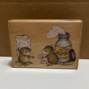 House Mouse rubber stamp “chewable aspirin” 1987 by Stampabilities